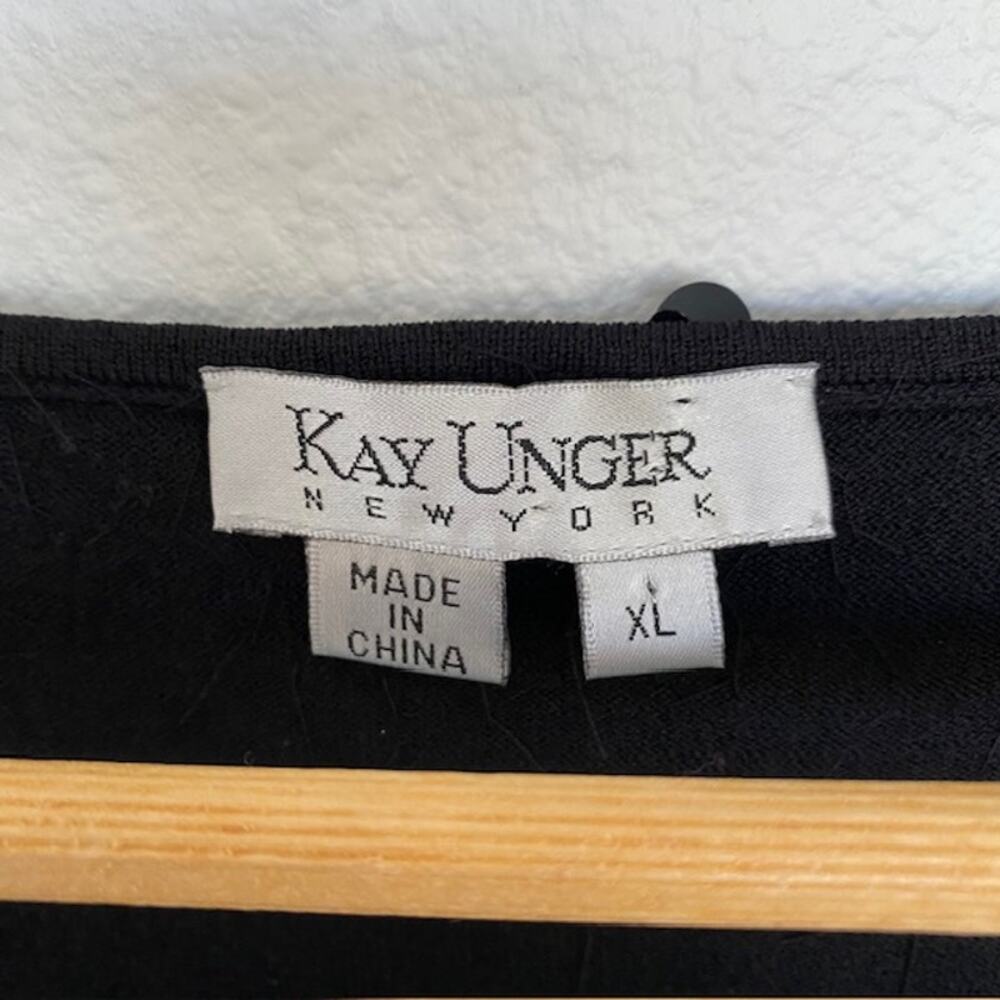 Kay Unger Black Sequin V-Neck Knit Sleeveless Top Celebration Wedding Women's XL - Picture 4 of 11